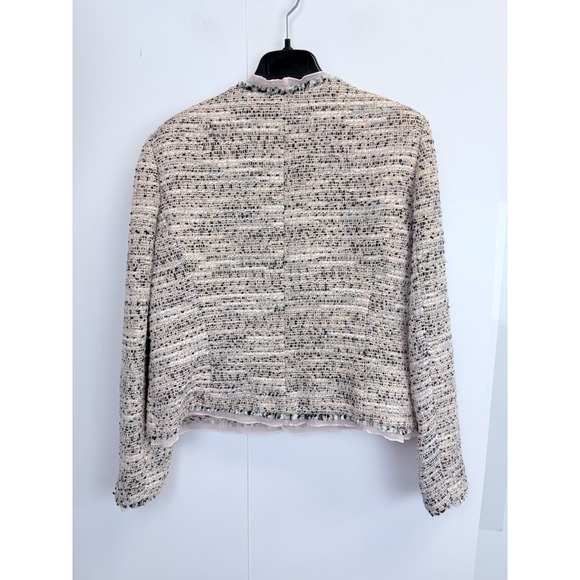 Anne Klein Women's 14‎ Blazer Jacket Beige Multi Metallic Open Front Wool Blend - Picture 10 of 10